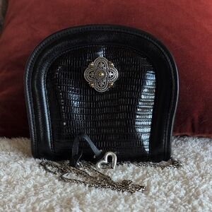 Brighton - Black Croc-Texture Crossbody Bag with Celtic Medallion